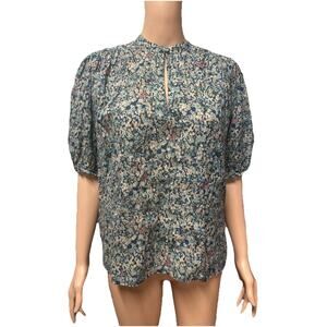 Trovata Aline Blouse in the "Sea Mist Ditsy" Floral Print Boho Top SZ S